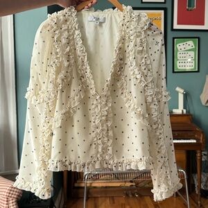 Polka dot ruffle blouse